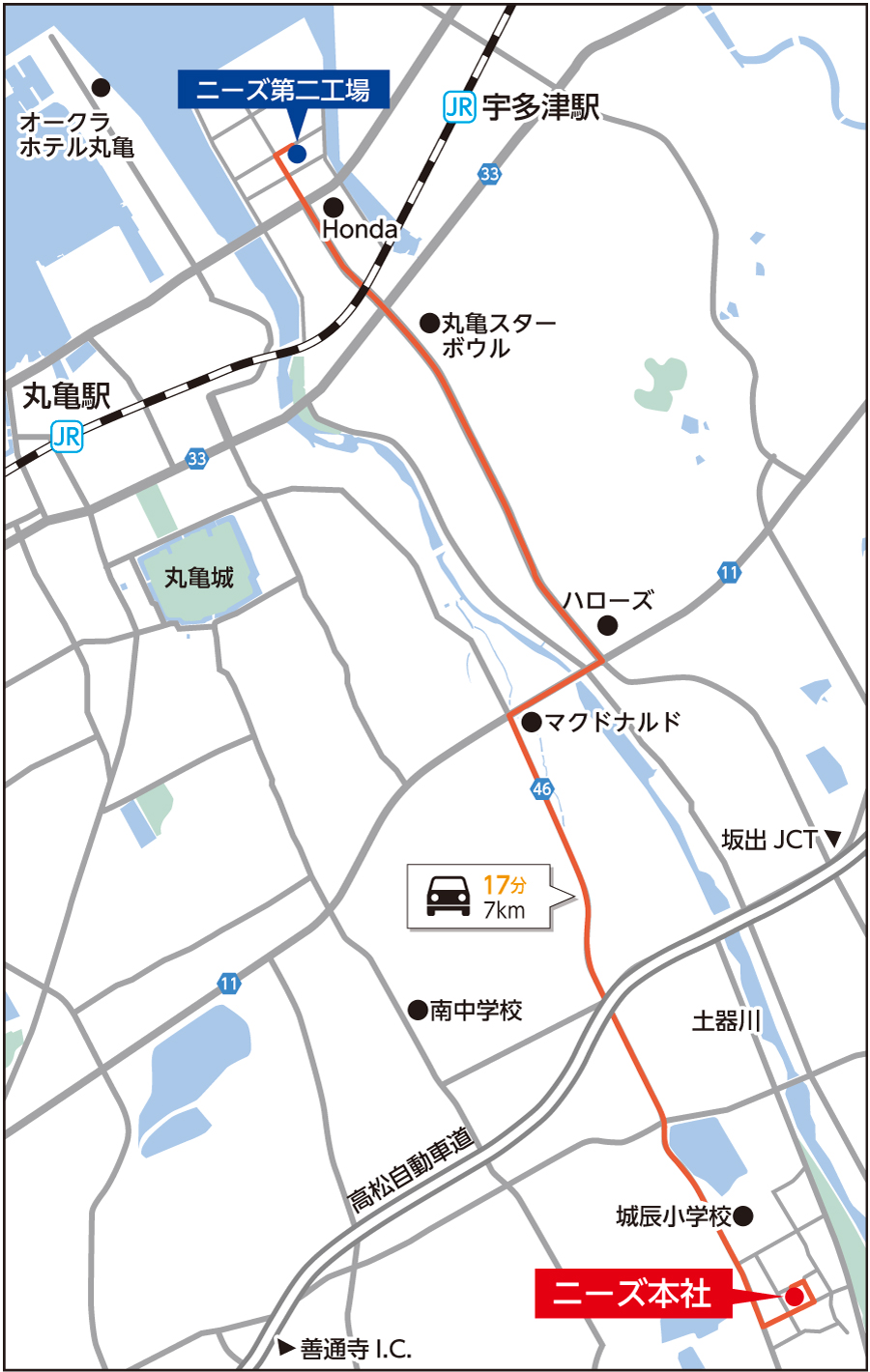 丸亀本社・土器第二工場地図