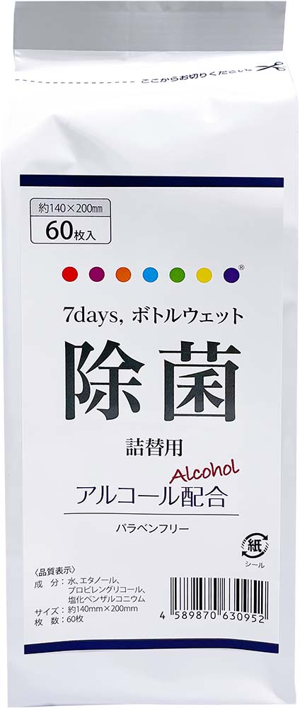 7days,ボトルウェット 除菌アルコール　60　詰替用